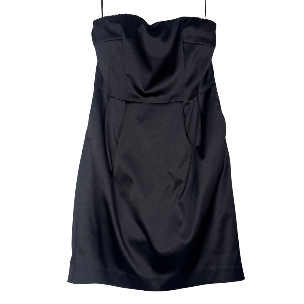Express Design Studio Black Silky Satin Strapless Mini Dress Sweetheart Size 4